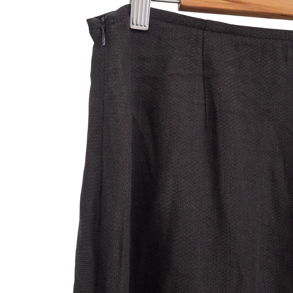 Eileen Fisher‎ Espresso Brown Italian Linen Blend Midi A-Line Skirt Womens Small - Picture 9 of 10